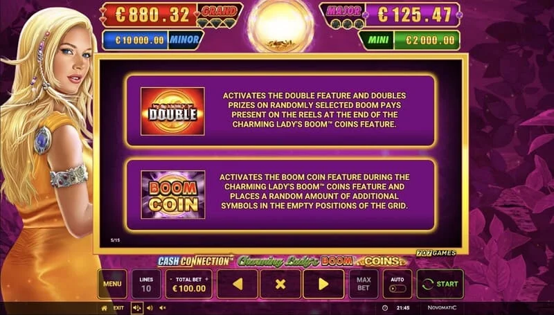 Cash Connection - Charming Lady's Boom Coins - zaglavljeni Boom Coin sa množiteljem